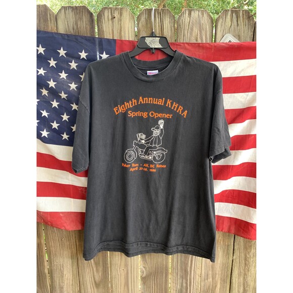 Vintage 90s Eighth Annual KHRA Spring Opener Poker Run Tshirt Size XXL - Picture 1 of 6